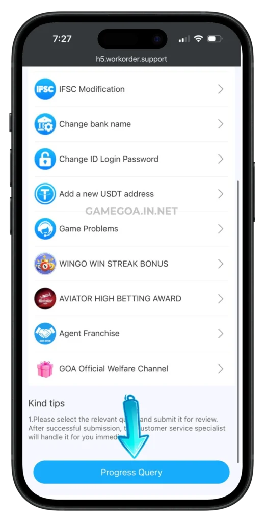 goa game customer-service-page